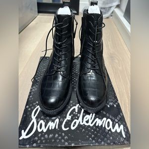 Sam Edelman Nina Croc-Embossed Combat Boots